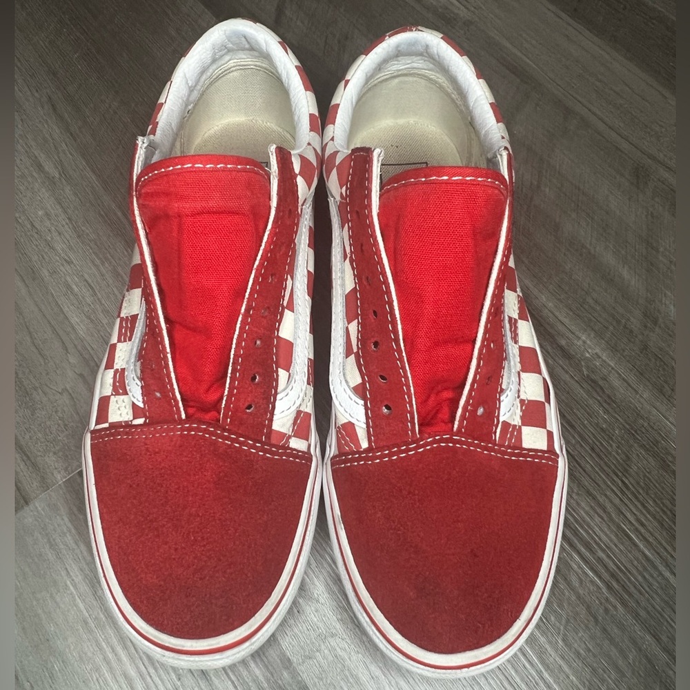 VANS Old Skool Red/White Checkerboard | Sz 7 Men, 8.5 Women | No Laces Included